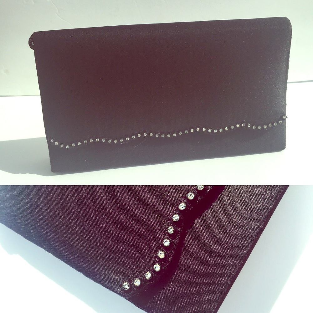 Classy Black Clutch with Rhinestones & strap